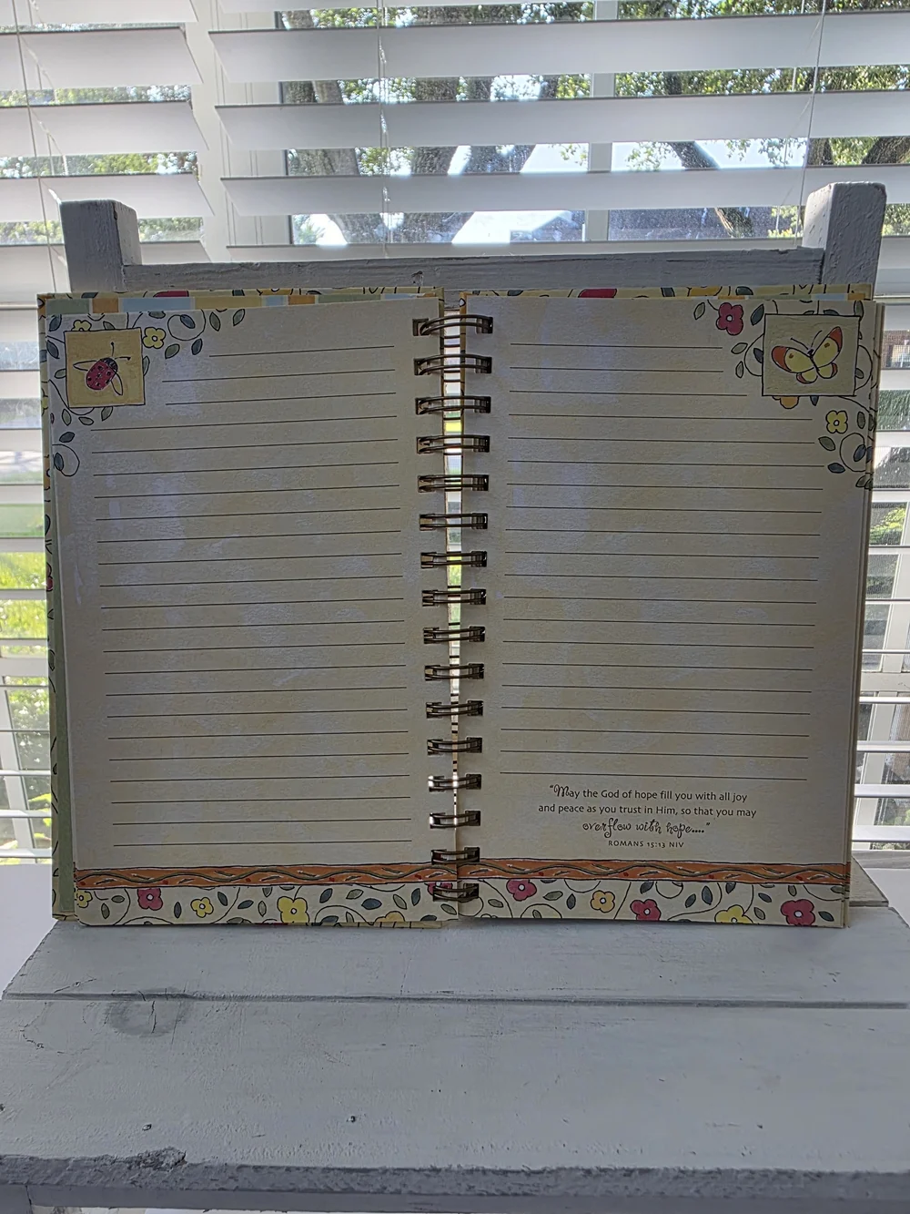 DaySpring Floral Spiral Journal with Butterfly & Ladybug Motifs - Yellow